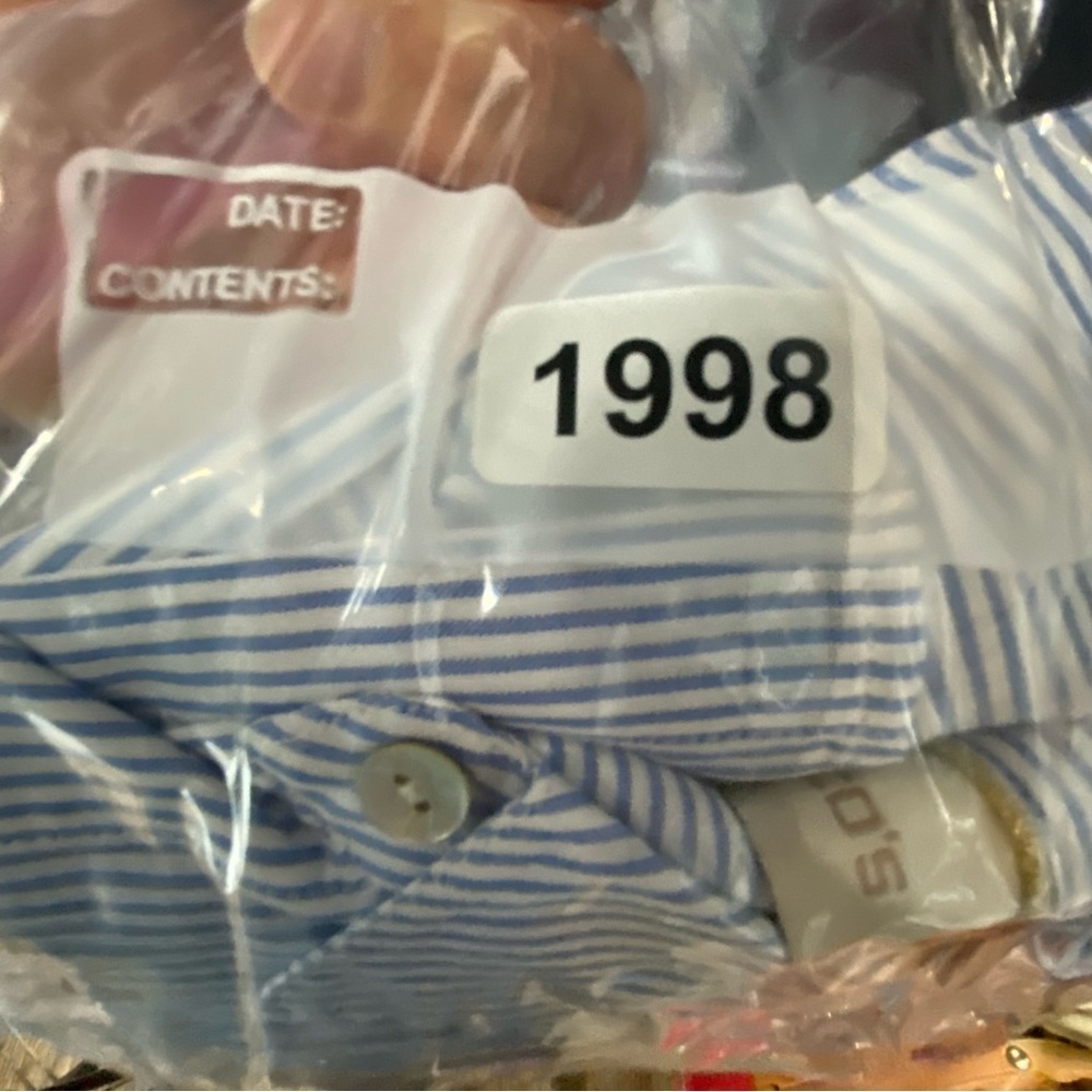Chico's stripe blue white easy shirt button down long sleeve collared NWT - Picture 15 of 15
